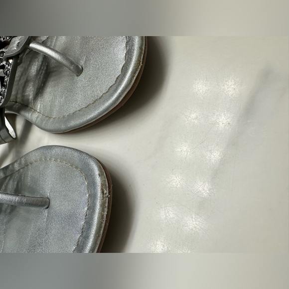 Tory Burch Miller Embellished Sandal-Metallic Suede Veg Leather #8 - Picture 10 of 15